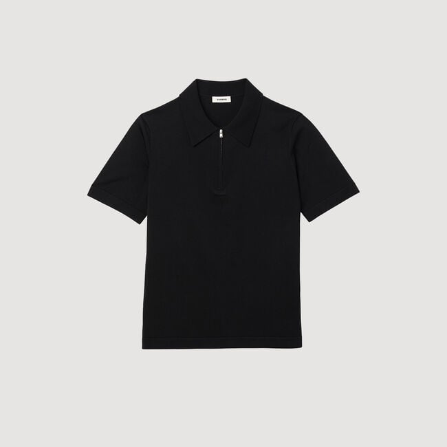 Polo en maille à col zippé